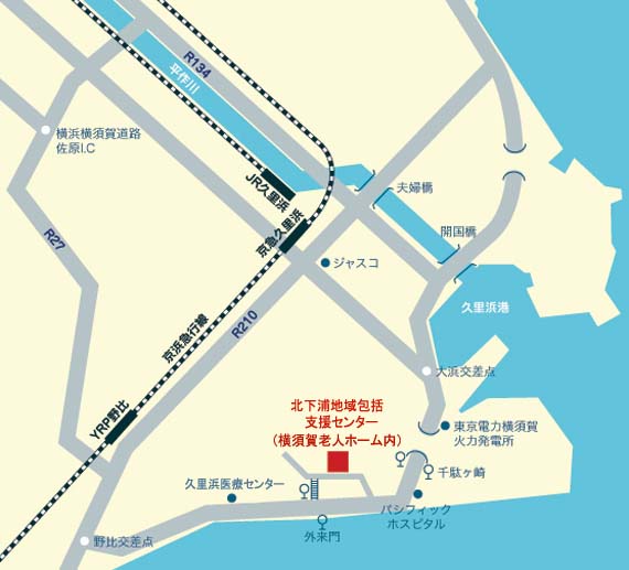 横須賀老人ホームへの地図
